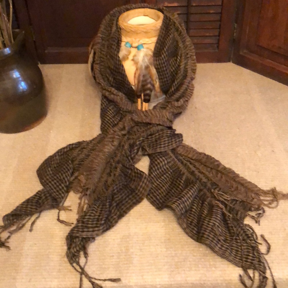 Black and brown checked scarf